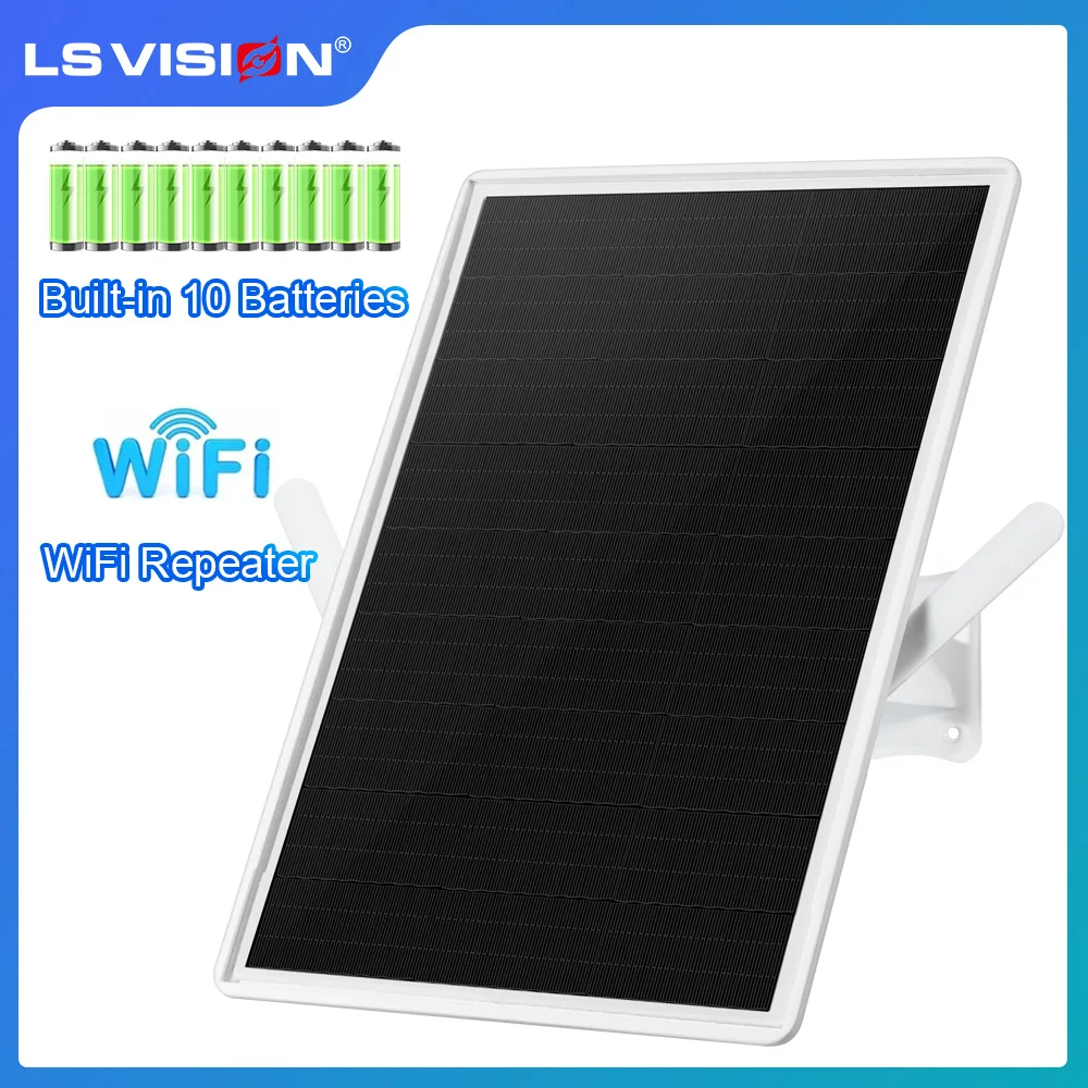 Ls vision 15w repetidor wi-fi movido a energia solar ao ar livre embutido 25000mah bateria ip66 à prova dip66 água 2.4ghz wifi extensor amplificador de sinal