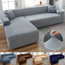 Düz renk 1/2/3/4 koltuk kanepe kılıfı streç süt ipek kumaş kanepe kapakları için oturma odası kesit köşe kanepe Slipcovers 1 adet