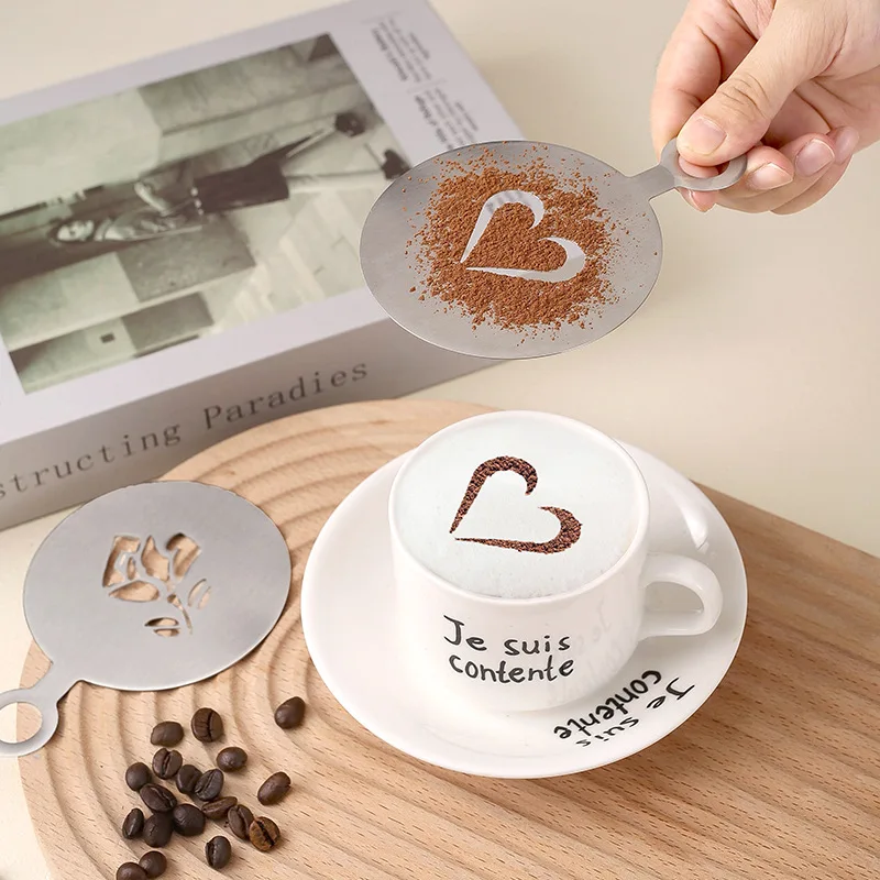 Coffee Decoration Stencils Cappuccino Mold Fancy Coffee Printing Model Art Template Coffee Tool Foam Spray Cake Stencil