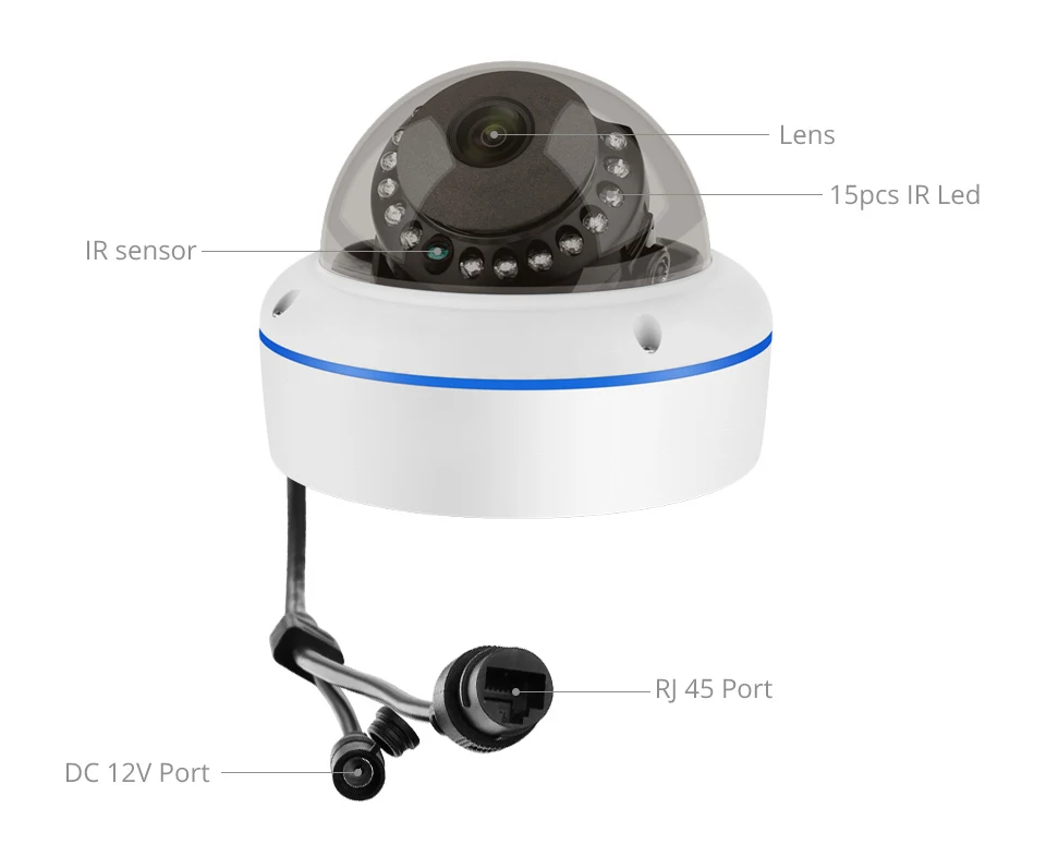 Techage 5MP PoE IP-Überwachungskamera, Dome, 3,6 mm Brennweite, Nachtsicht, Einweg-Audio, KI-Erkennung, intelligente Sicherheit für den Innenbereich – Detail 12