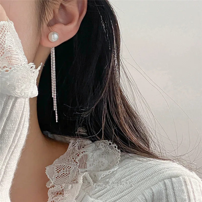 

Женские серьги-гвоздики с кисточками и жемчугом в японском стиле, элегантное темпераментное серебро S925, подарок на день рождения для подруги, ювелирные изделия