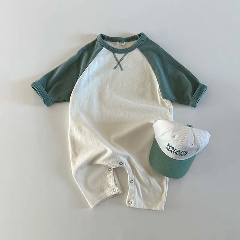 Zachte Katoenen Herfst Baby Romper Kleur Blokkerende Koreaanse Peuter Jumpsuits Voor Meisjes Jongens Kleding Baby Outfit Pasgeboren Eendelig