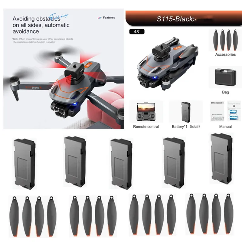 S115 Remote Control RC Drone Spare Parts Battery/Propeller/USB line For S115 MAX RC Drone S115 Dron Battery Blades accessory toy