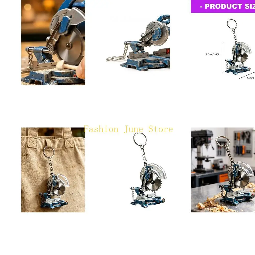Mini Saw Keychain Charm Acrylic Tool Accessory with Metal Ring and Short Chain, Industrial Style Pendant for Keys, Backpack Char