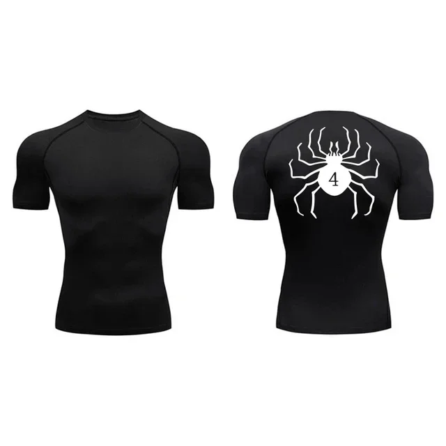 Anime Hunter x Hunter GYM Compression Tshirts Running Fitness Tight Sportswear Short Sleeve Summer Breathable Sport Spider Top