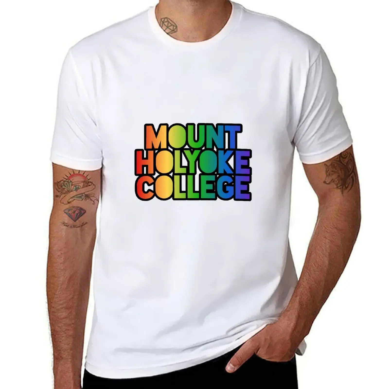 

Mount Holyoke College Rainbow Pride T-Shirt man tshirt man t shirt cotton high quality T-Shirt