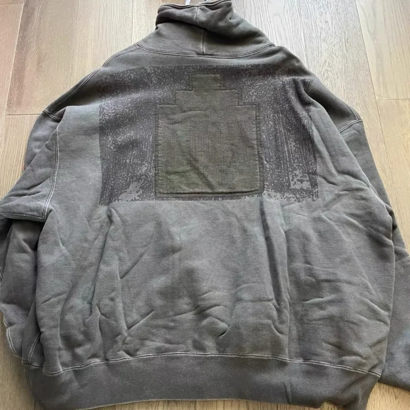 Oversize Street CAVEMPT Sweatshirts Heavyweight Cotton Wax Dyed Gray High Neck Pullover Embroidery Logo Graffiti Print Men Women