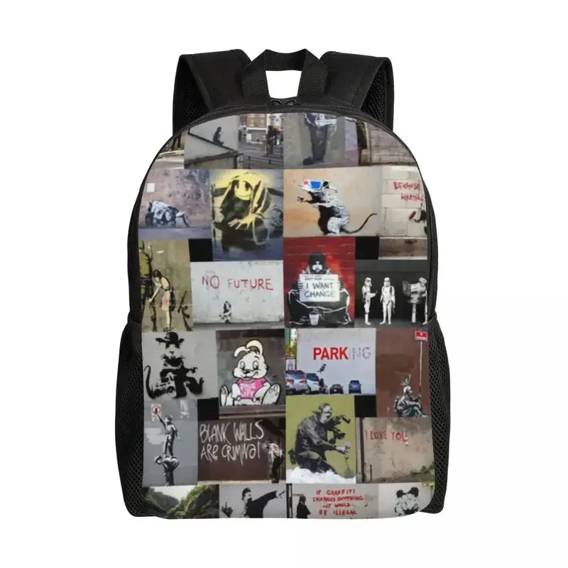 Mochila personalizada de Banksy Inglaterra para hombre y mujer, bolsa impermeable con estampado de grafiti, arte callejero, Escuela Universitaria