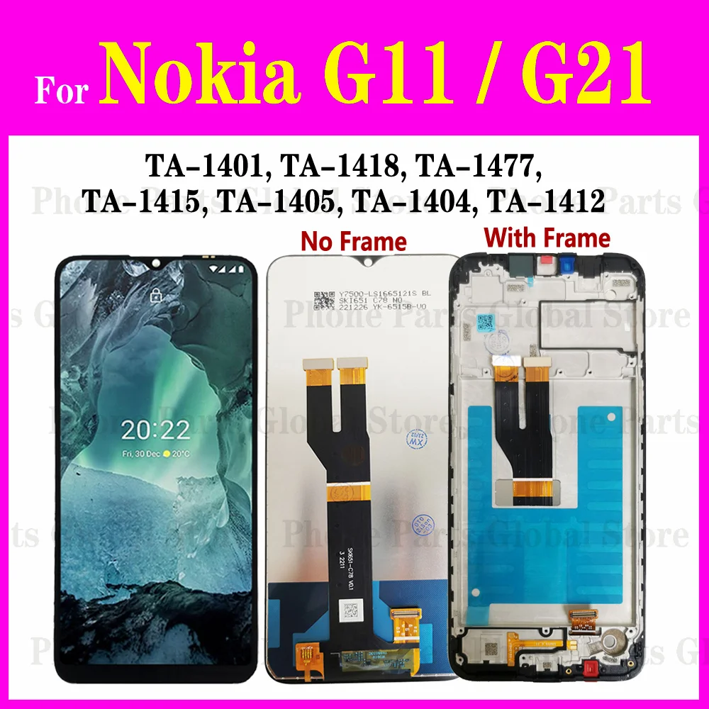 For Nokia G11 G21 LCD With Frame TA-1401 LCD TA-1418 TA-1477 TA-1412 TA-1404 Display Screen Touch Digitizer Assembly Replacement