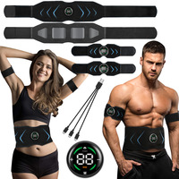 Muscle Stimulator EMS Abdominal Belt Abs Trainer Touch LCD Display  Home Gym Fitness Training Belly Weight Loss Body Slimming