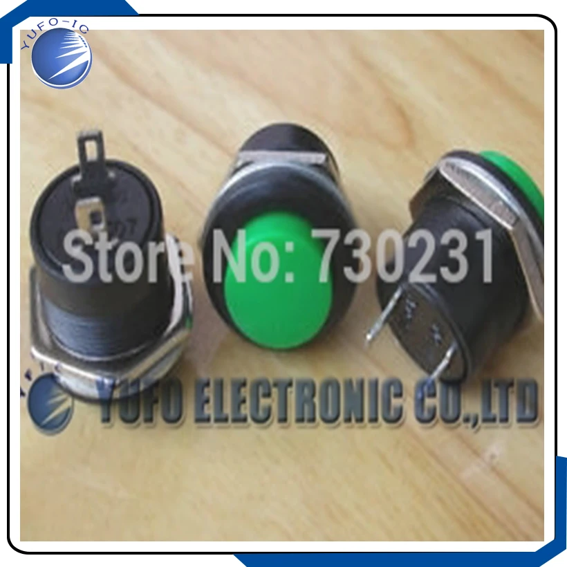 Free Shipping One Lot 12,GREEN Momentary Push-Button ON OFF Switch,507G