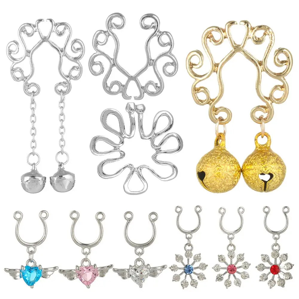 1PC Non-Piercing Fake Nipple Ring 316L Surgical Steel Fake Piercing Ring Women Fashion Sexy Nipple Clamp Hot Sale Body Jewelry