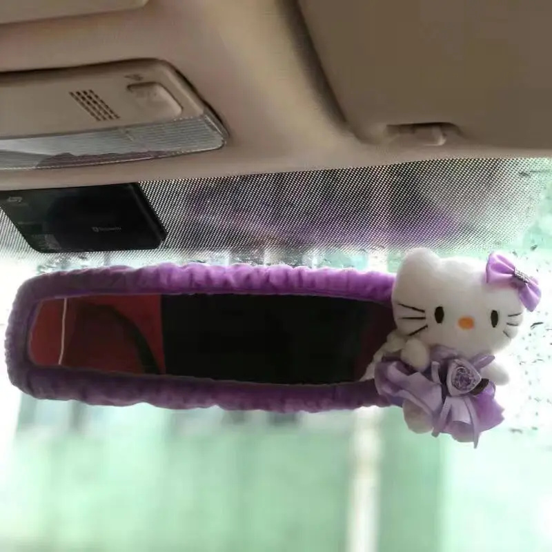 

Аниме Hello Kitty автомобильный ремень безопасности мультфильм Sanrio зеркало заднего вида фигурка Южная Корея милые автомобильные зеркальные аксессуары розовый подарок для интерьера