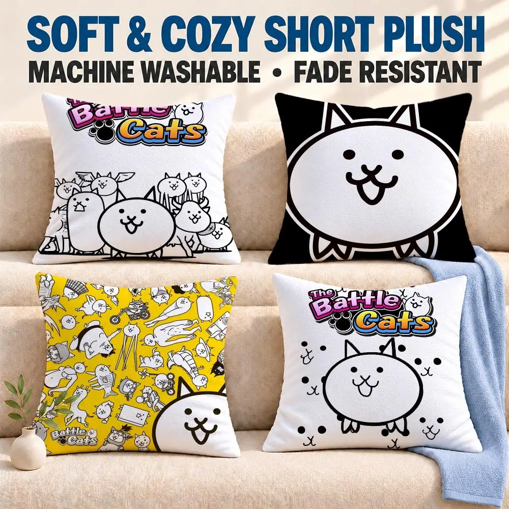 game The Battle Cats Cushion Cover Soft Washable Pillowcase Cushion Cover for Sofa Bed Car Travel Office Home Decor