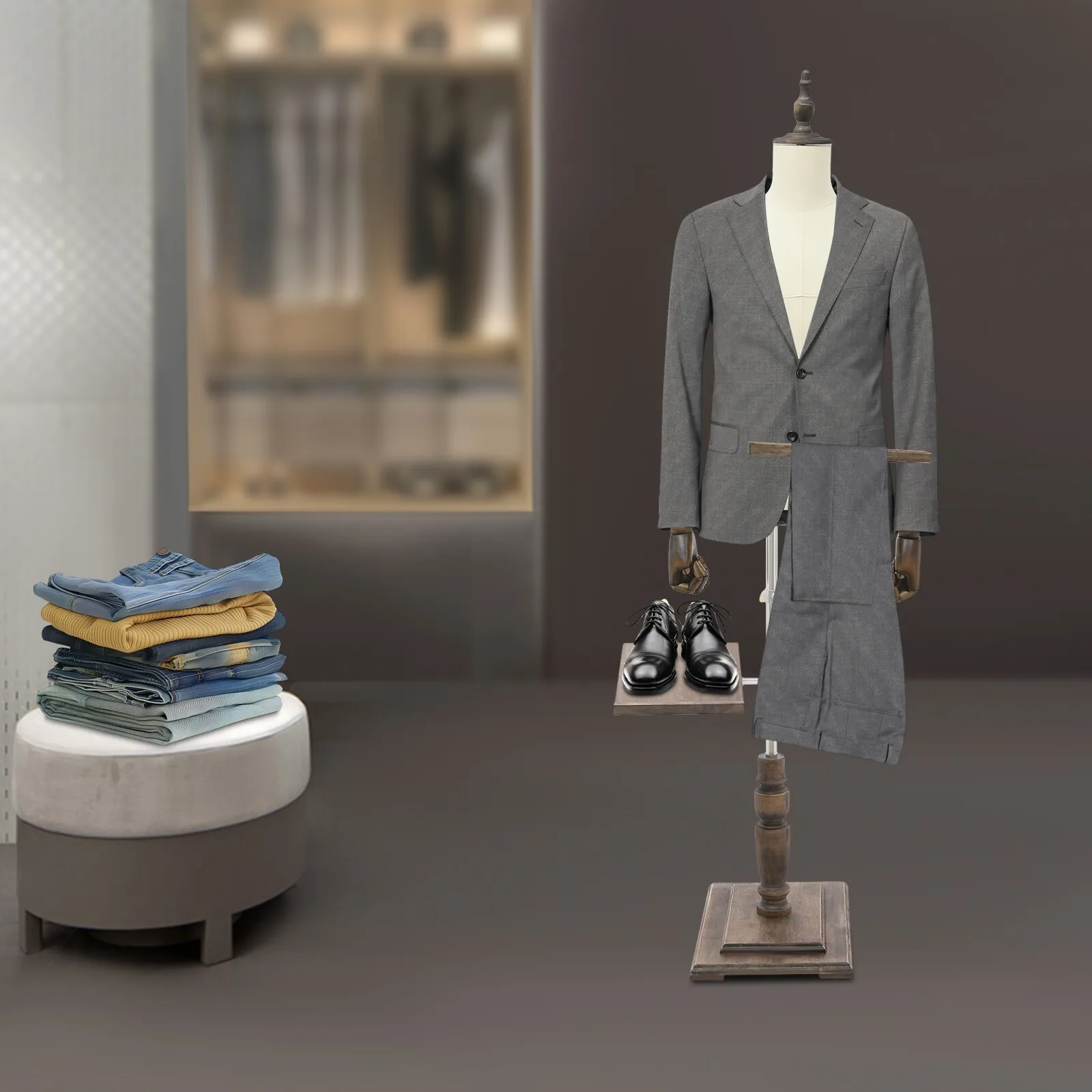 

Adjustable Male Dress Form with Sturdy Base Male Clothing Display Rack Durable Display Mannequin for Clothing Store & Fashion