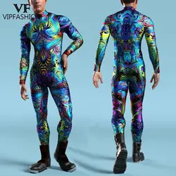 VIP FASHION Fraktal Costume stampato Carnival Zentai body Purim Party Cosplay tuta con cerniera anteriore vestiti di Halloween