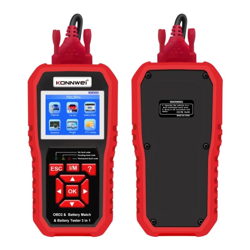 KONNWEI KW880 Universal Battery Tester& Car Battery Match Car OBDII Diagnostic Fault Scanner For 6V-12V Car Motorcycle Battery