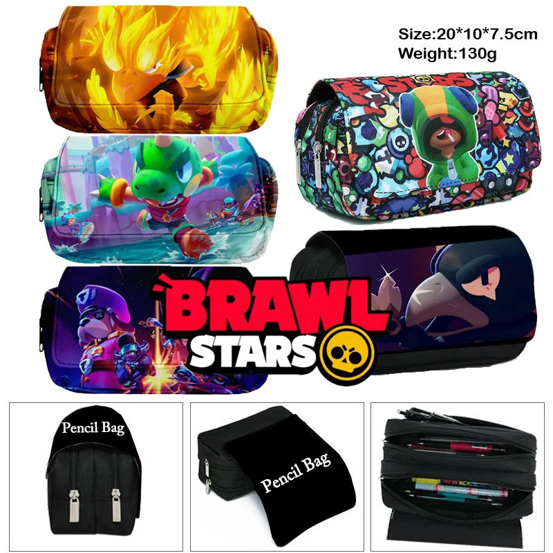 Estuche de Lápices 3D de Anime, Bolsa de Almacenamiento para Estudiantes, Estuche de Lápices de Dibujos Animados Brawl Stars, Estuche de Lápices Bonito para Niños y Niñas