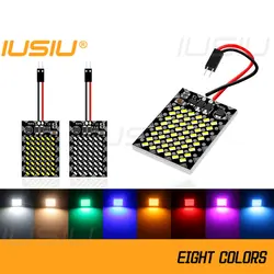 IUSIU 1PC 12V-24V 48SMD T10 BA9S Festoon 31mm 36mm 39mm 41mm 28mm Led Car Interior Reading Dome Light Panel Lamp Bulb Warm White
