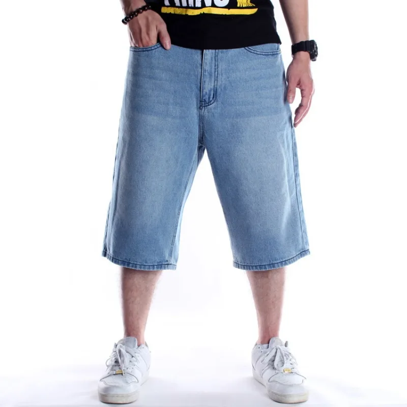 Hip Hop Jeans Men\'s Trendy Shorts Loose Cropped Pants Summer