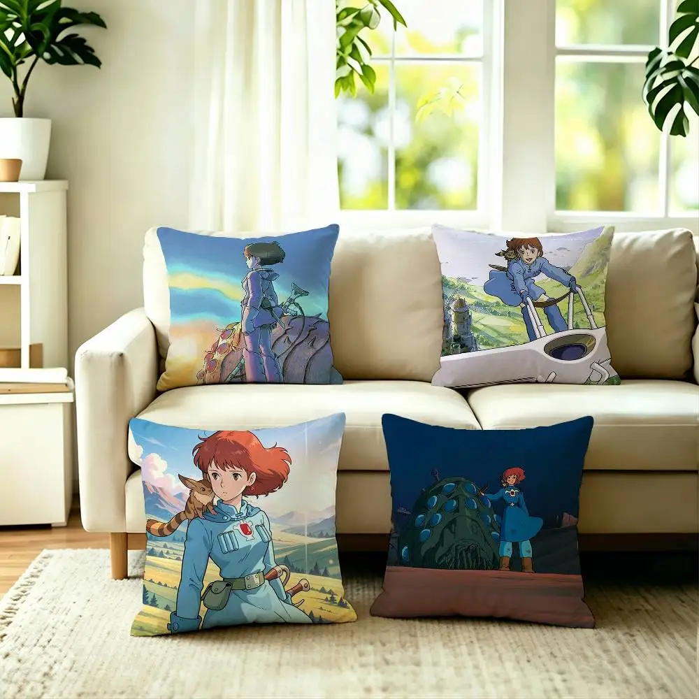 Popular Anime N-Nausicaa Pillow Case Square Double-Sided Sofa Cushion Cover Bedroom Bedside Pillow
