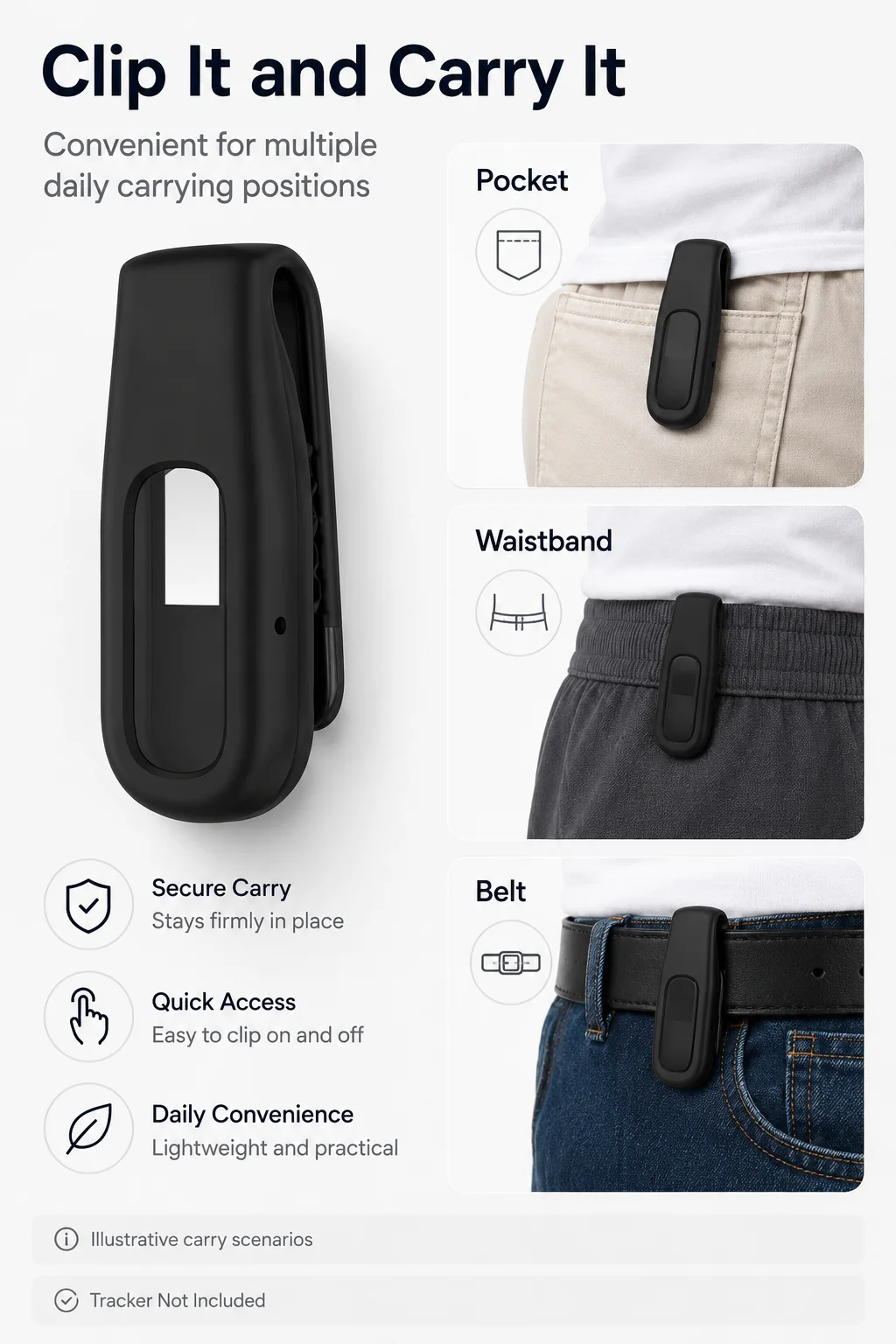 Silikon-Clip-Halterung für Google Fitbit Air, Sicherer Metallverschluss, Gürteltasche, Schutzhülle für Fitness-Tracker – Detail 6