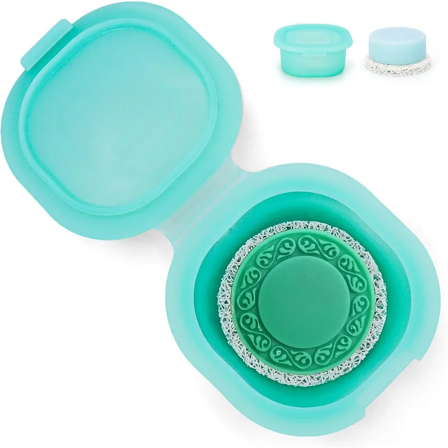 

Shampoo Bar HolderTravel Soap Case is Perfect for Holding Round Soap Silicone Soap Bar Container with Draige Pad Bar Soap Box w