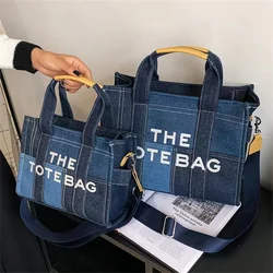 Denim The Tote Bags for Women Handbags Designer Canvas Shoulder Crossbody Bag  Luxury BrandsPatchwork Shopper Purses Clu