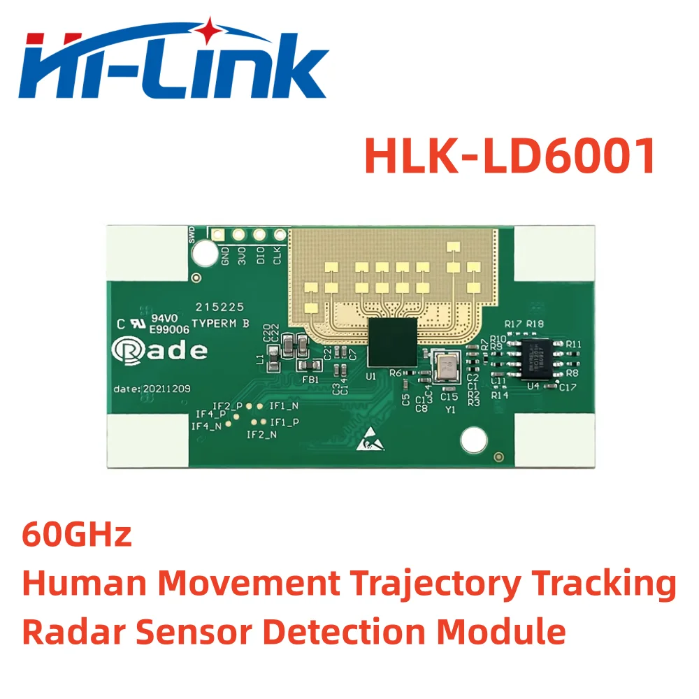 Hi-Link HLK-LD6001 인체 움직임 궤적 추적 레이더 센서 감지 모듈, 4T3R, 8m, 60G, 신제품