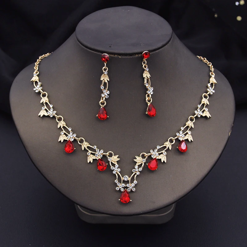 

African Bridal Jewelry Sets for Women Fashion Flower Choker Necklace Set Wedding Necklaces and Earrings Costume Accessories