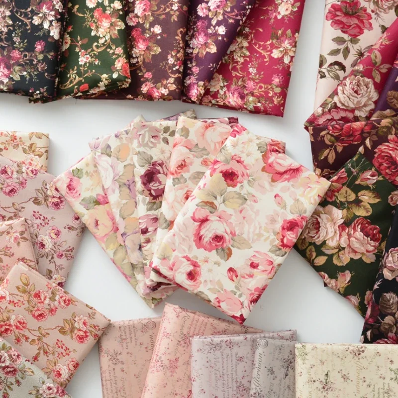 145x50cm Pure Cotton Fabric, Handmade DIY Patchwork, Printed Fabric, Cotton Bedding, Clothing, Ins Nordic Rose Set Sewing Cloth