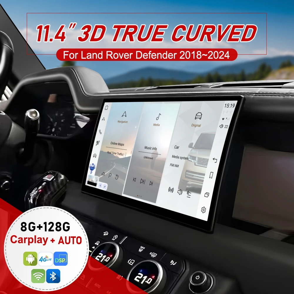 Radio de coche con pantalla curva auténtica de 11,4 pulgadas para Range Rover Defender 90 110 130 L663 2018-2024 Android sistema Dual Multimedia Auto Carplay