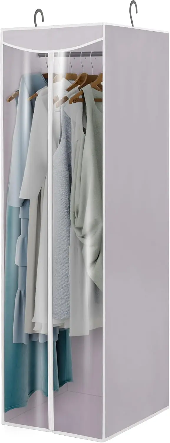 

Long Garment Bag with Clear Window, Hanging Clothes Storage for Suits & Dresses, Heavy Duty, Gray, 1 Pack