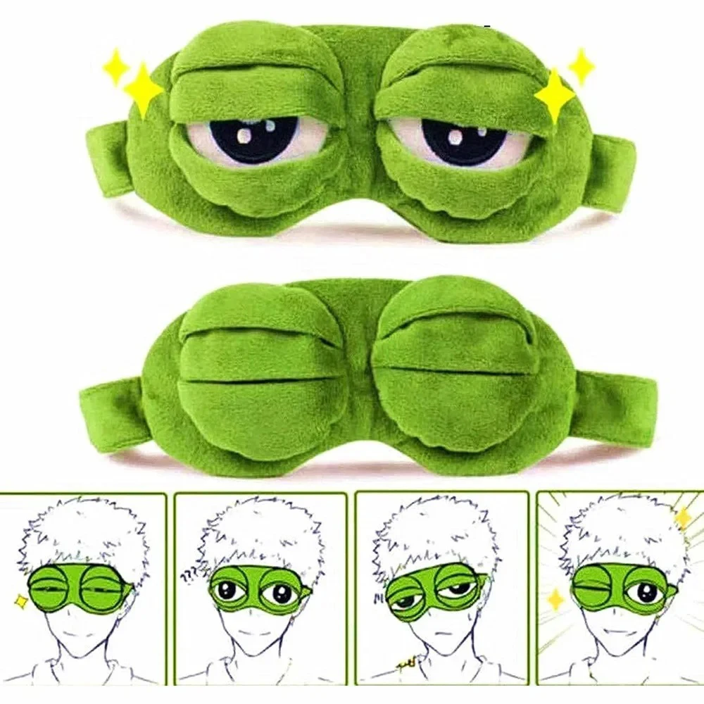 3D Stereo Cartoon Frog Sleep Mask Soft Light Blocking Eyeshade Portable Travel Office Blindfold Unisex Adult Eyepatch