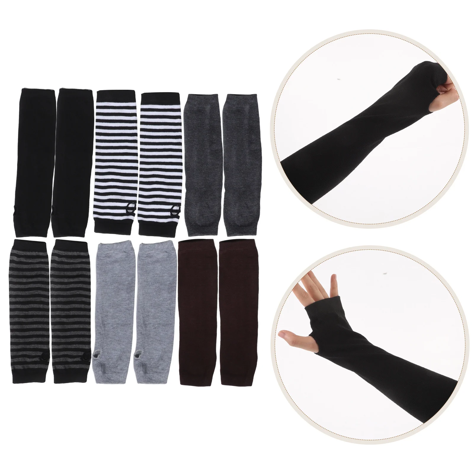 

6Pairs Women Long Fingerless Gloves Knitted Stretch Thumb Hole Elbow Length Arm Warmers Warm Soft Winter Fingerless Gloves