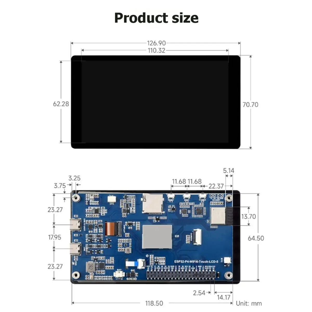 OKgood ESP32-P4-WIFI6 5inch LCD Display AI Development Board 720x1280 Touchscreen 5 Inch IPS LCD Voice Interaction No Camera