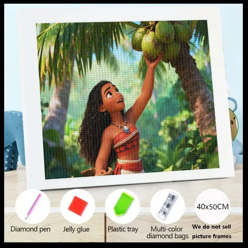 

1 шт. Disney Moana алмазная живопись 5D полная дрель тропический остров принцесса приключенческий художественный комплект, DIY сверкающий кристалл горный хрусталь драгоценный камень