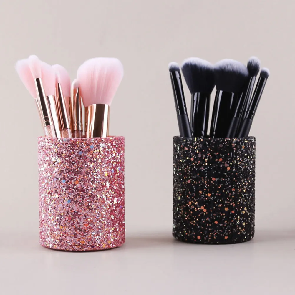 

Glass Desktop Pen Holder Exquisite Makeup Brush Container with Large Capacity for Office Home Study Room Decoration Multipurpose