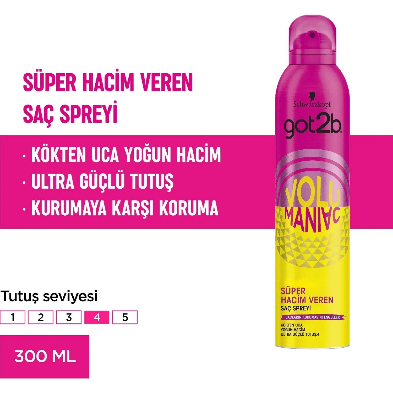 Atomizador Volumaniac Super hair Got2b, 300 Ml, scream Ultimate extreme hold Fix, helado, boquilla para quitar revestimiento de bašak