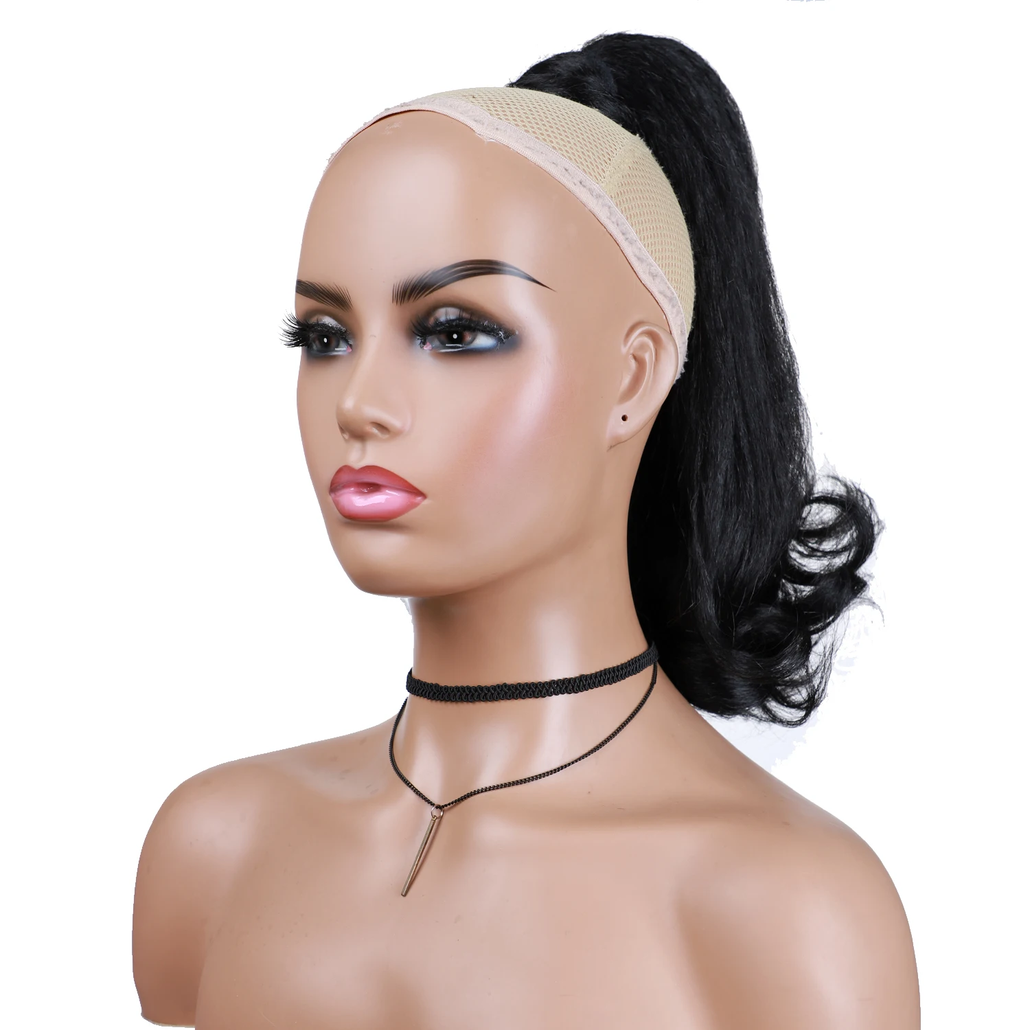 Lydia Tail Warping Synthetic 14IN Kinky Straight Short Hairpiece Clips-In Hair Drawstring Ponytail Hair Extensions Curly Tail