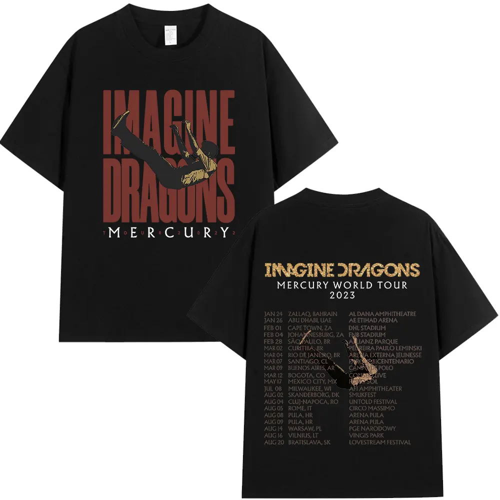 Imagine Dragons Mercury Tour 2022 Concert T Shirt Hip Hop Rock Band Tshirt Men Women Clothing Cotton Loose Short Sleeve T-shirts