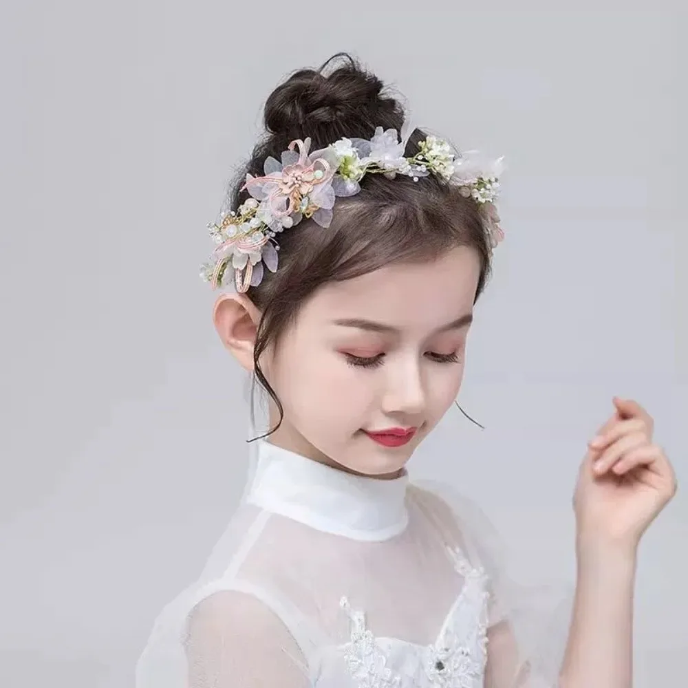 

Elegant Korean Style Flower Crown Hairband Tiara Hair Hoop Wreath Headband Pearl Butterfly Garland Wristband Girls Headwear