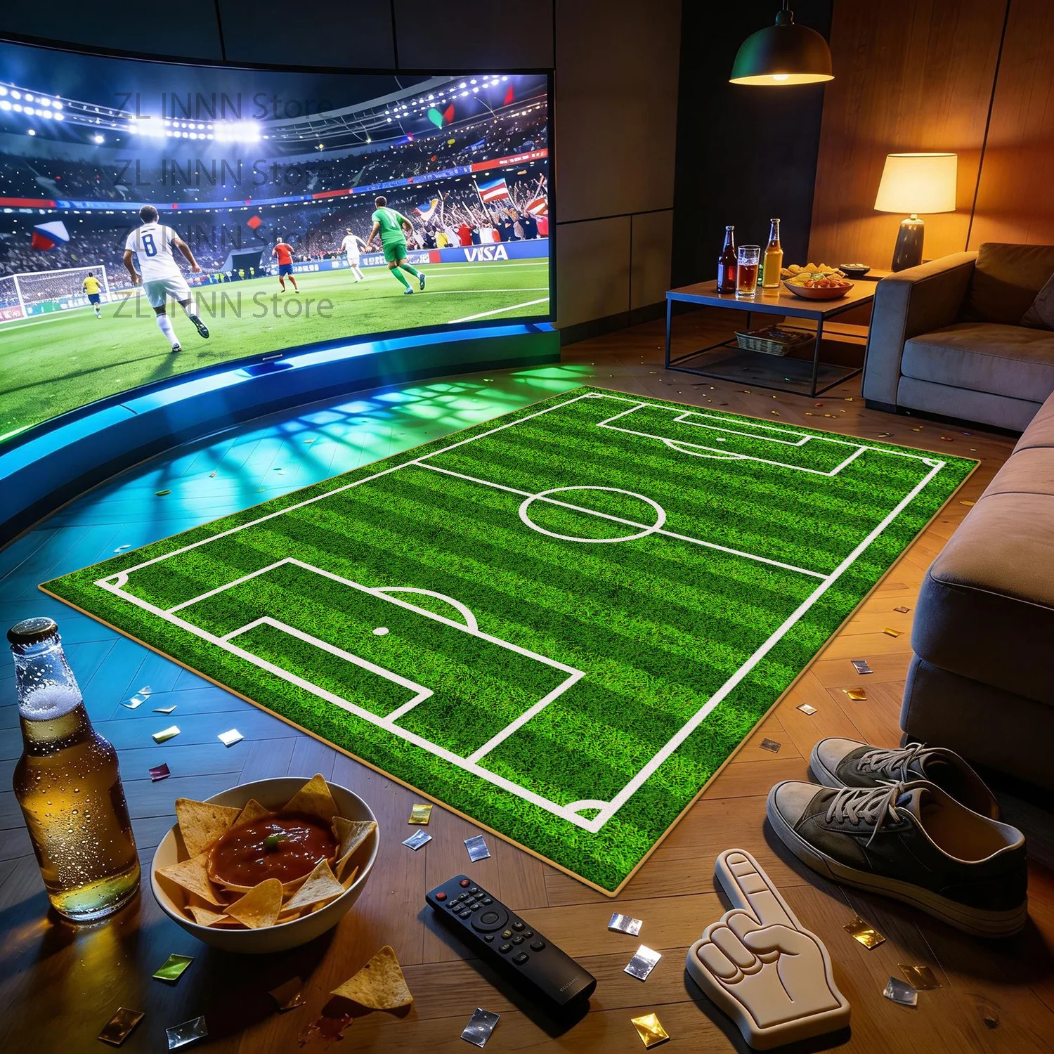 Soccer Field Large Area Sports Theme Rugs Decoration Home Living Room Fluffy Soft Carpet 200×300 Bedroom Game Pitch Mat Ковер