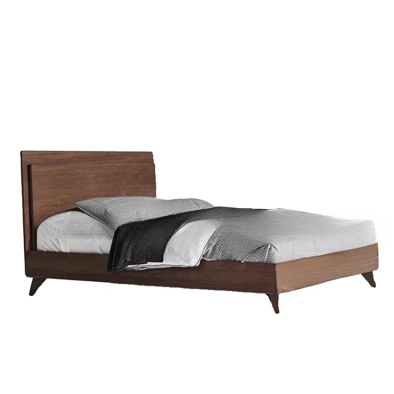 

Современная минималистичная кровать из массива дерева североамериканского черного ореха в скандинавском стиле, главная спальня, итальянская легкая роскошь