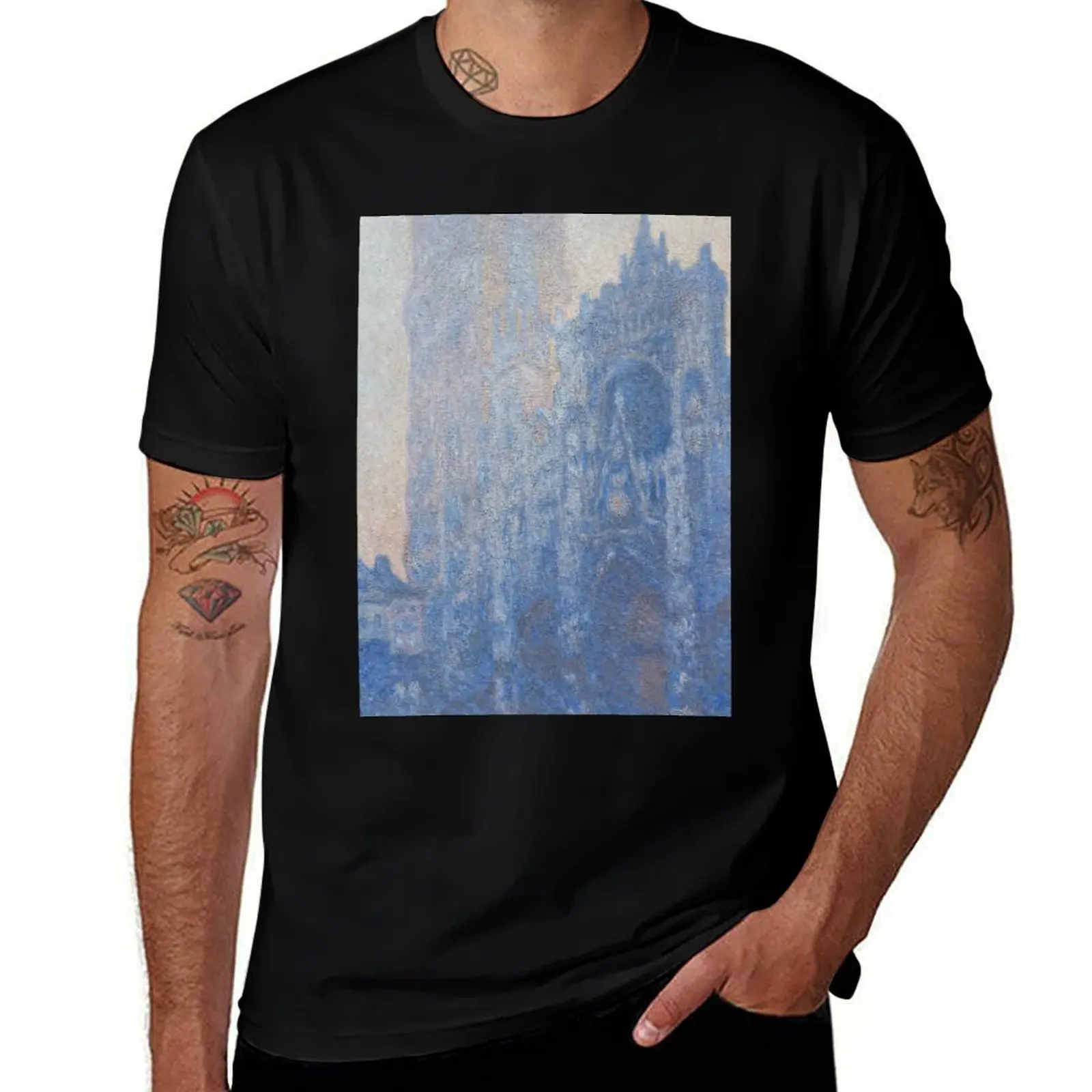 Rouen Cathedral Facade and Tour d'Albane Morning Effect by Claude Monet T-Shirt oversizeds tees plus size clothes Men's t-shirt