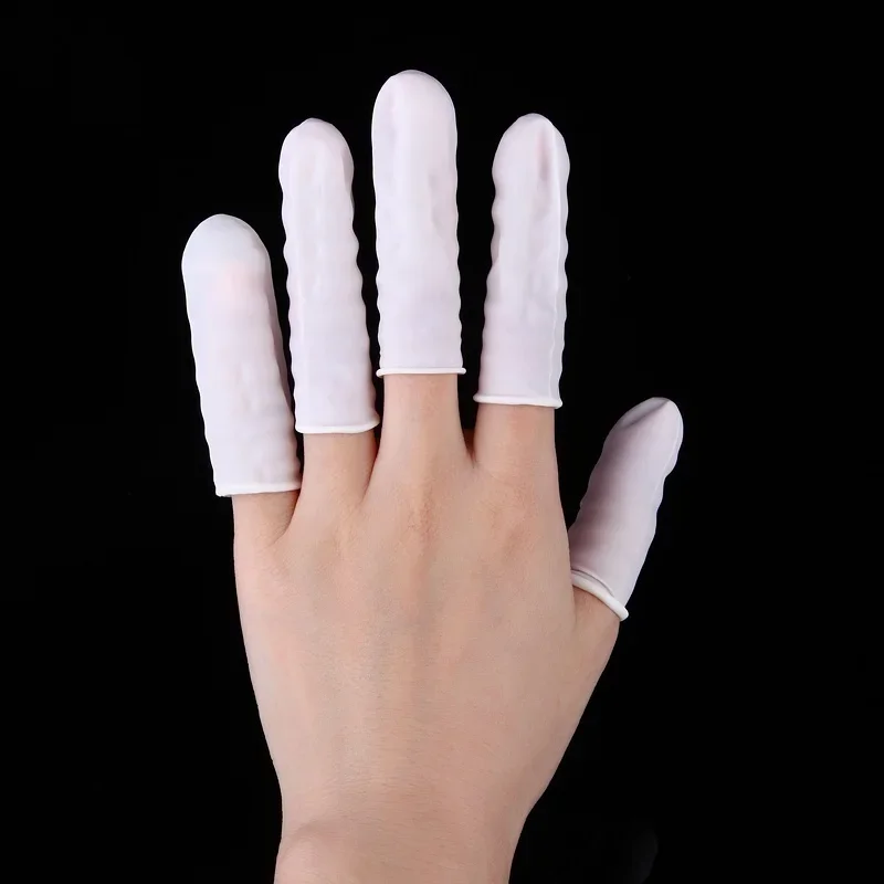

100Pcs Disposable Latex Finger Cots White Fingertip Protective Gloves Nail Art Thimble Finger Cover Manicure Accessories