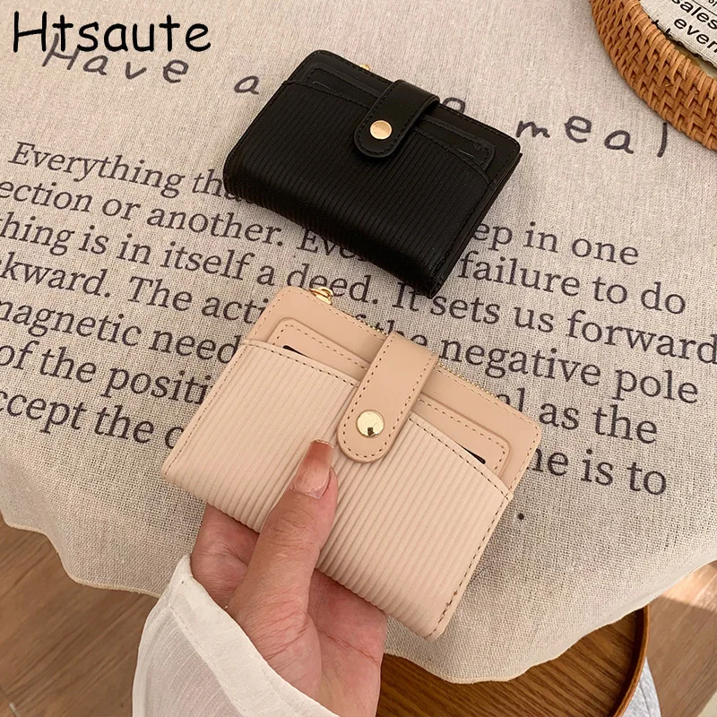 

Spring Summer new women's short purse Korean version printed buckle simple everything folding short women's wallet PU leather