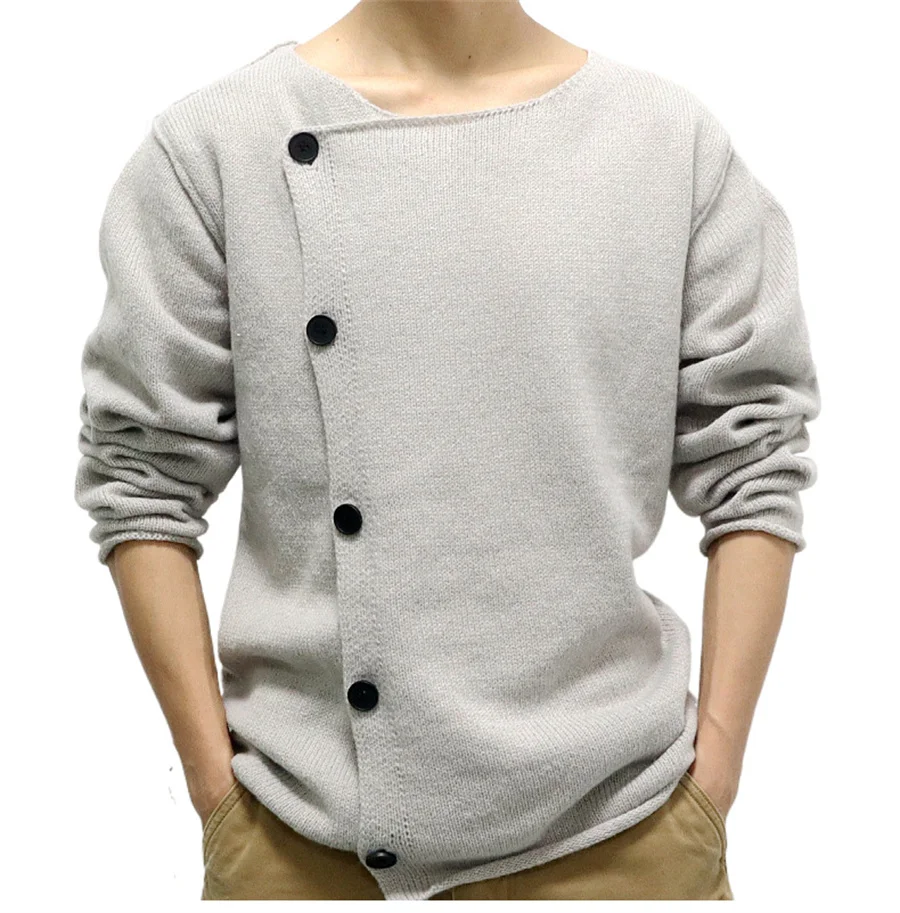 Men\'s Retro Knitted Angled Cardigan Button Down Sweater Casual Streetwear Long Sleeve Luxury Coat Solid Knitwear Men Jackets