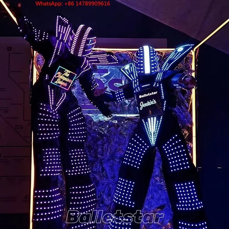 Traje de Robot Luminoso LED con Pantalla Digital, Traje de Robot Andante, Disfraz de Robot para Fiestas, Ropa de Escenario para Adultos, Disfraz Luminoso
