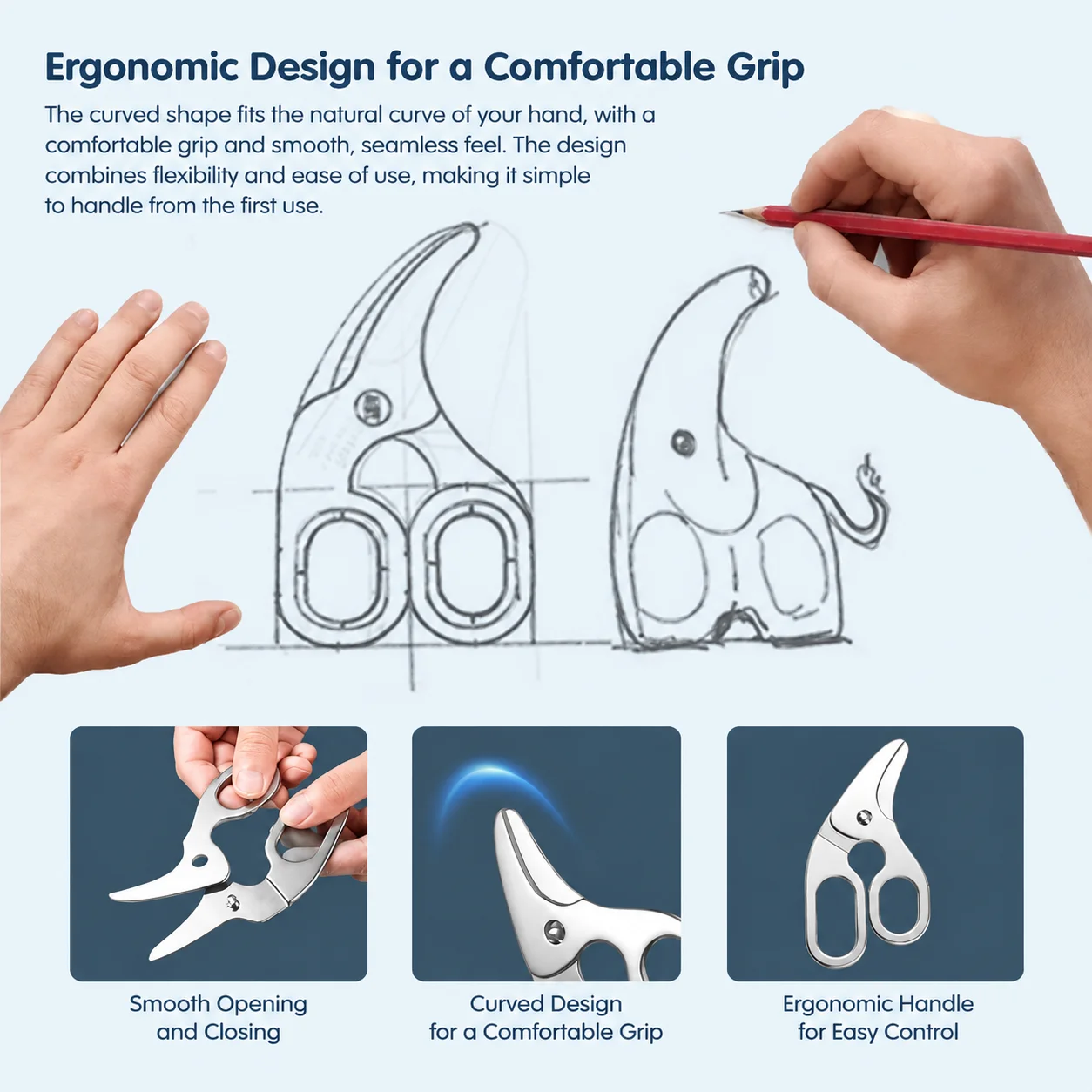 Safety Baby Food Scissors - Food Grade Stainless Steel, Easy Grip, Portable Washable Infant Feeding Utensil for Toddlers